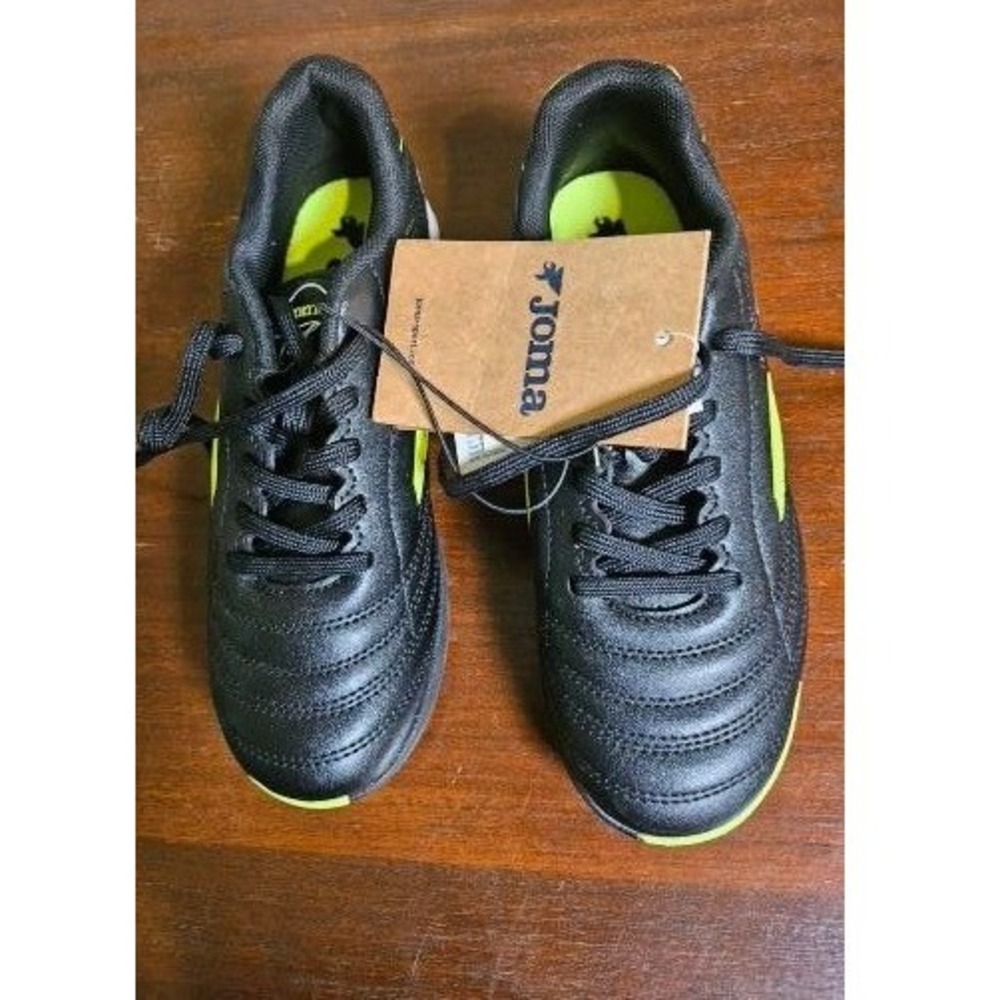 Joma Toledo Soccer Cleats Kids Size 1 Black Neon Green Turf Shoes NEW